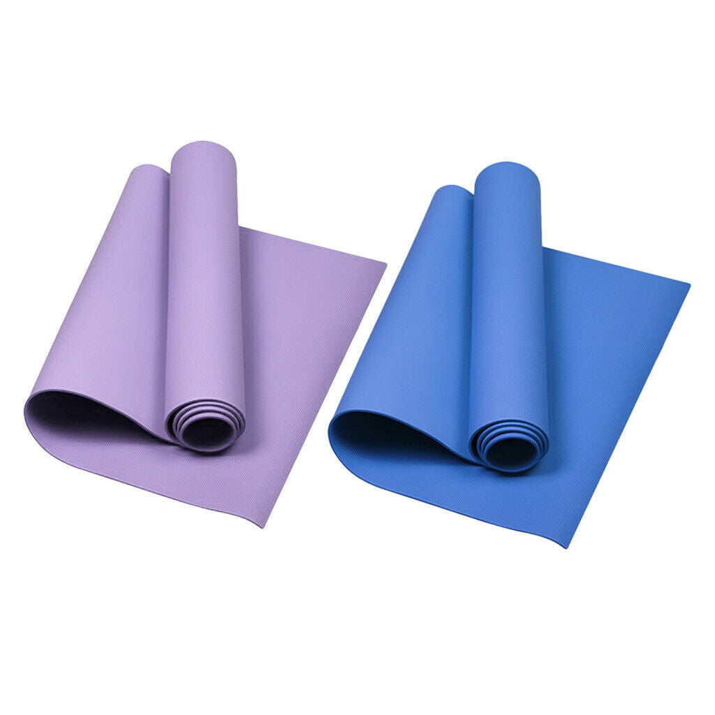 2Pcs Yoga Mat Gym Cushion Pad for Pilates Stretching Camping Purple+Blue