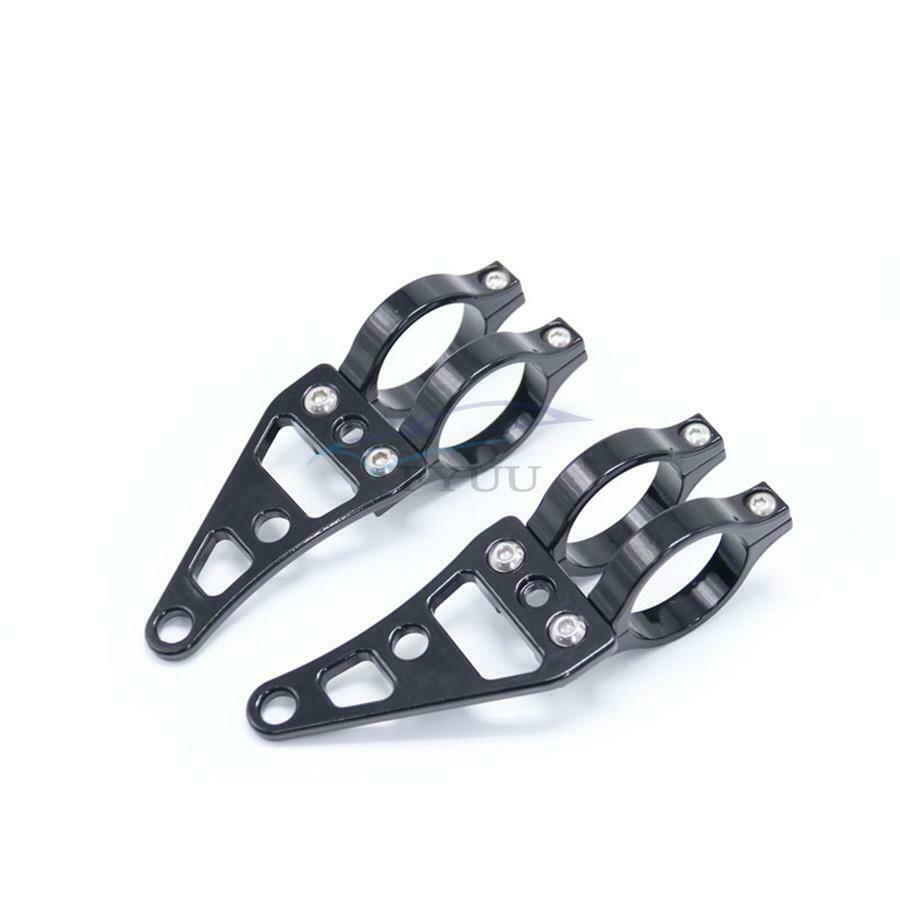 2PCS Motorcycle CNC Aluminum Alloy Front Fork Headlight Mounting Bracket Black