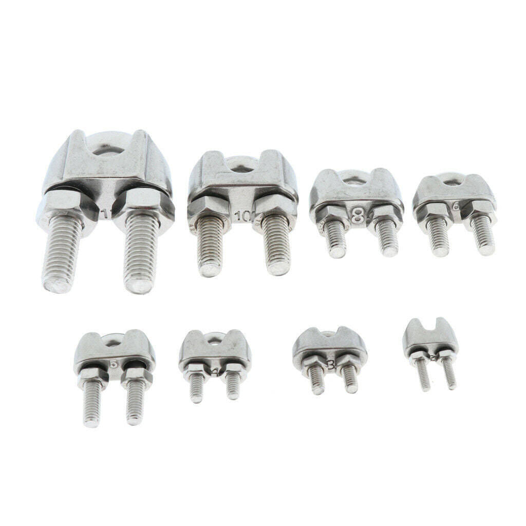 5 Pieces Stainless U-Shape Bolt Saddle Clamps Cable Clips for Wire Rope 2mm