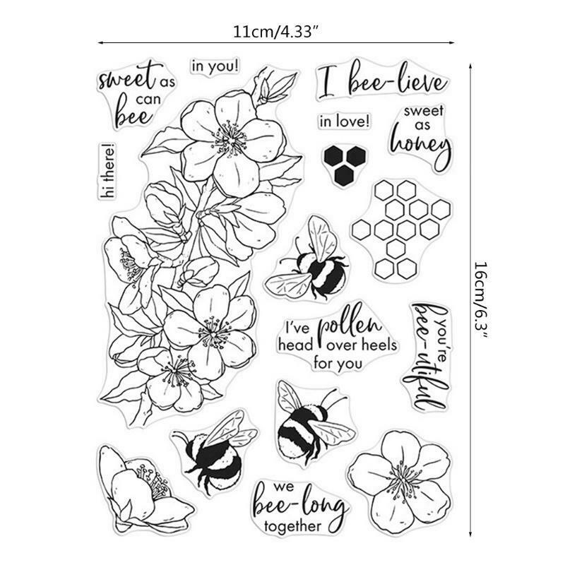 Flower Bee Seal Stamp with Cutting Dies Stencil Set DIY Scrapbooking Embossing