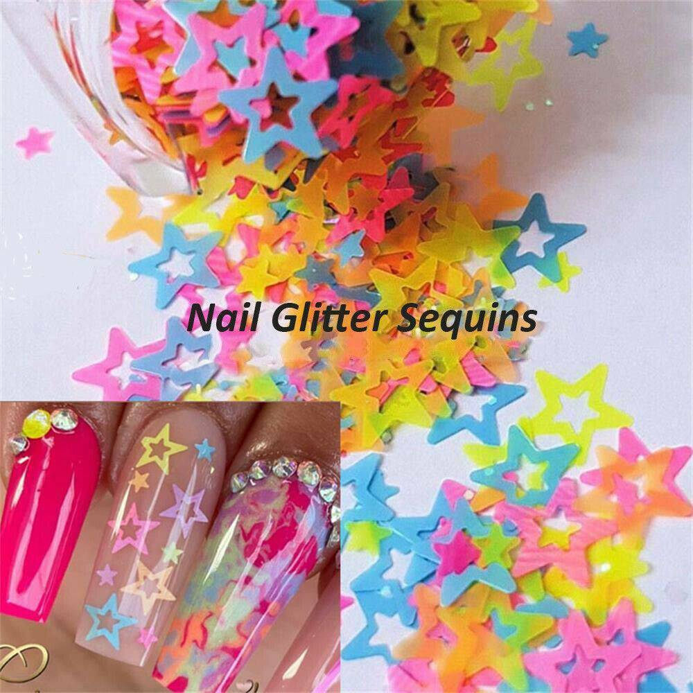Neon Glitter Star Shape Nail Art Festival Summer Face Hair Body Makeup