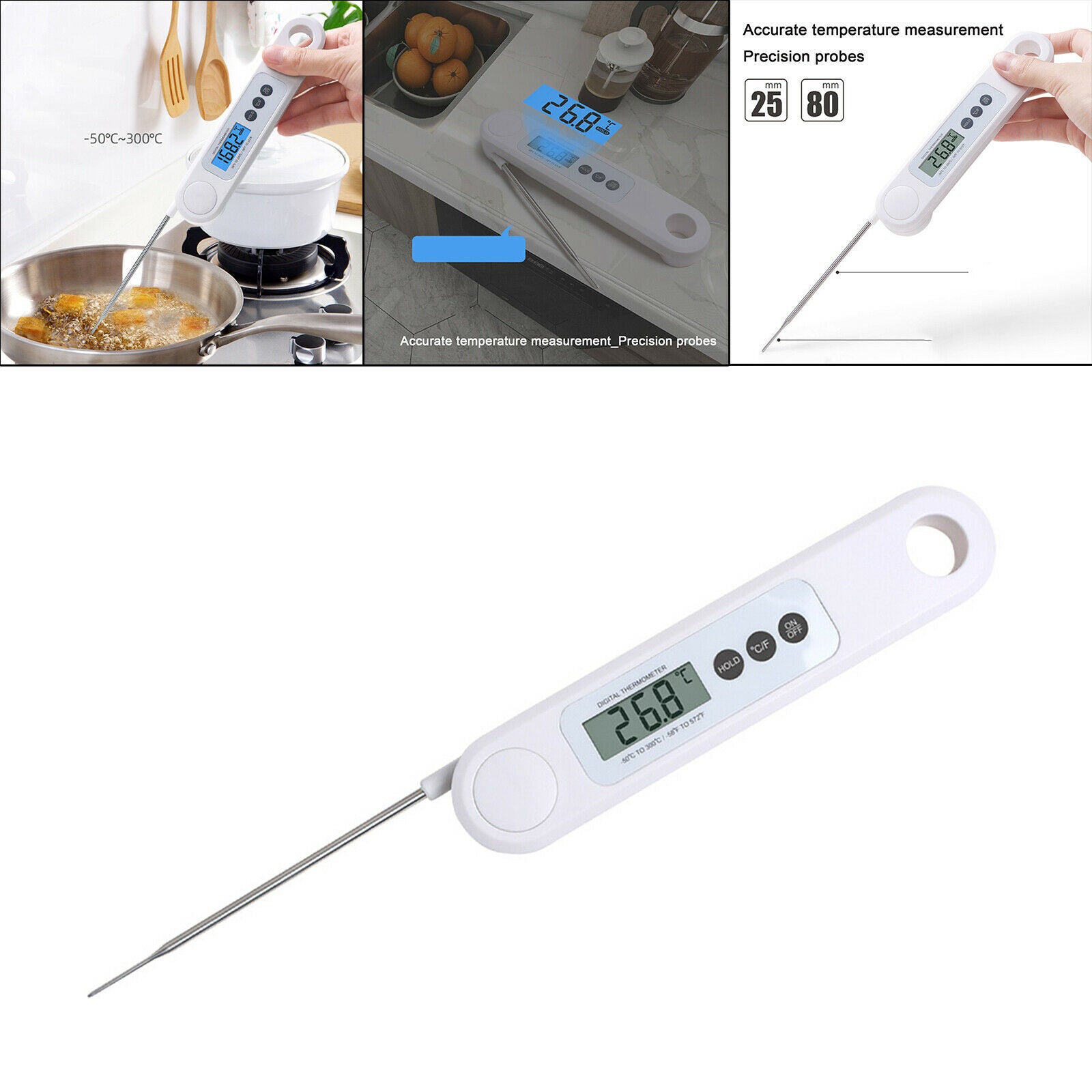Instant Read Digital Food Thermometer Folding Probe Cooking Meat Milk Tool