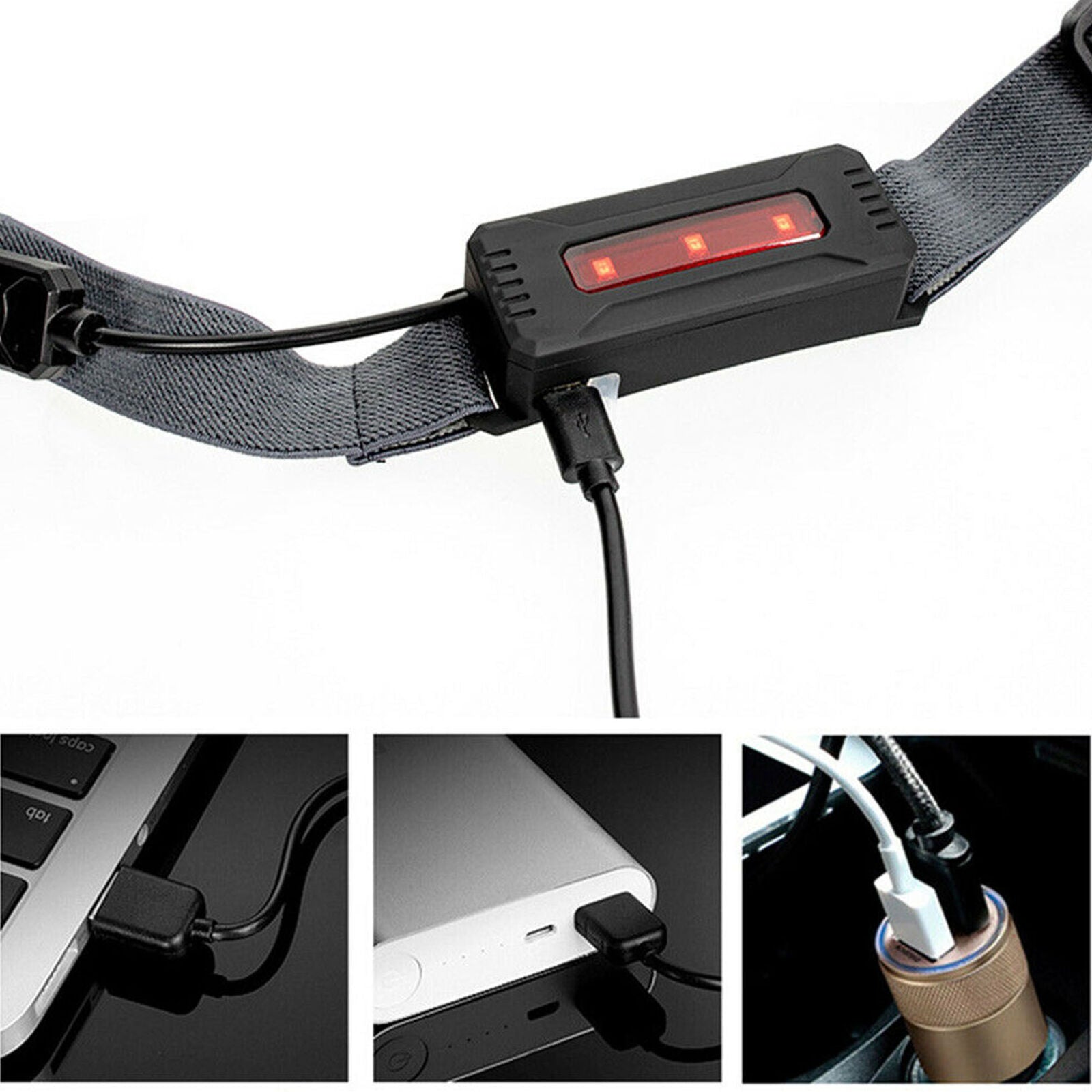 USB Rechargeable COB/LED Headlamp 350 Lumens Headlight Torch Light Waterproof