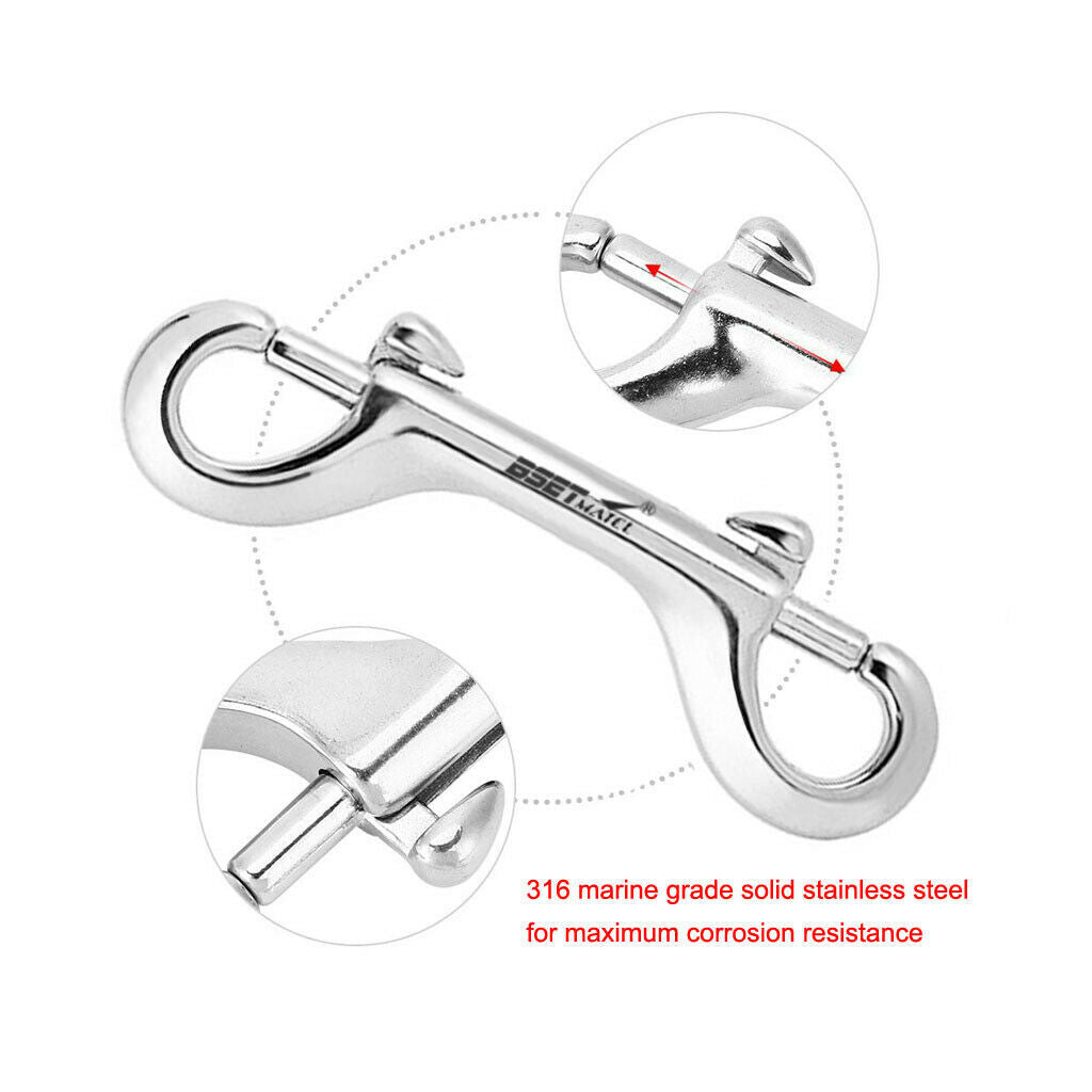 4.53inch StainlessSteel Double Dual Ended Bolt Snap Hook Buckle Accs Durable