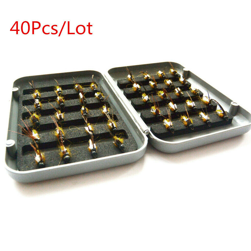 40Pcs Fly Tying Fishing Lures Feather Flies with Box  Dry Flies B Style