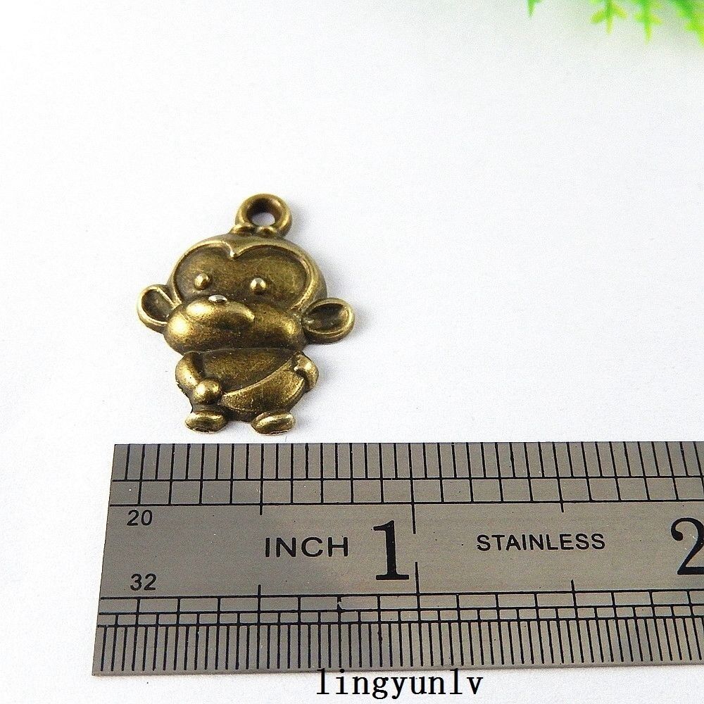 15 pcs Retro Bronze Cute Monkey Alloy Charm Pendant Dangle DIY Crafts 26*20*5mm