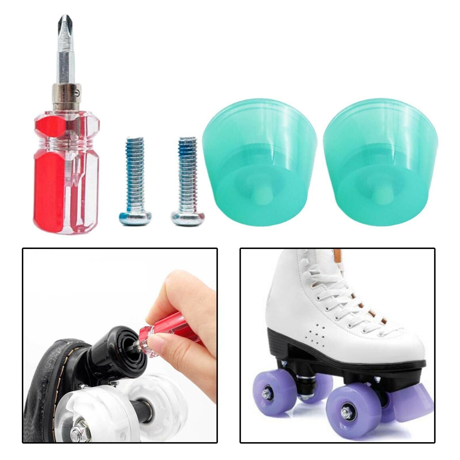 2 Skates Top Stopper Skate Brake Block Training Practice with Screws Green