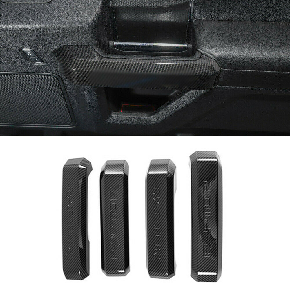 Carbon Fiber Style Inner Door Handle Cover Trim Kit For Ford F150 2015 2016 2017