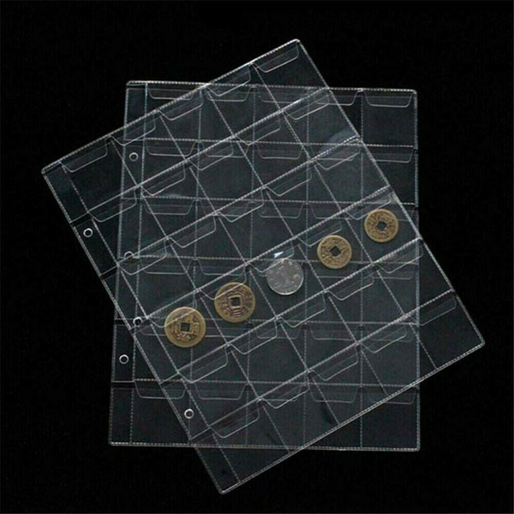 1PC 30 Pockets Plastic Coin Money Album Case Holder Storage Collection Page ~~