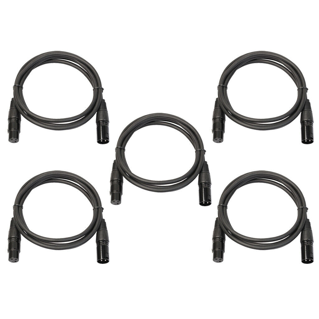 5xXLR Microphone Cable 3-Pin XLR Male to Female Cable Mic Cords Patch Cables
