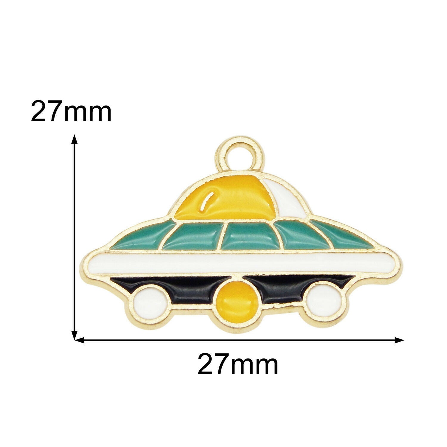 Wholesale 27x27mm Enamel Spaceship UFO Pendant Charms for Necklace Bracelet 12pc