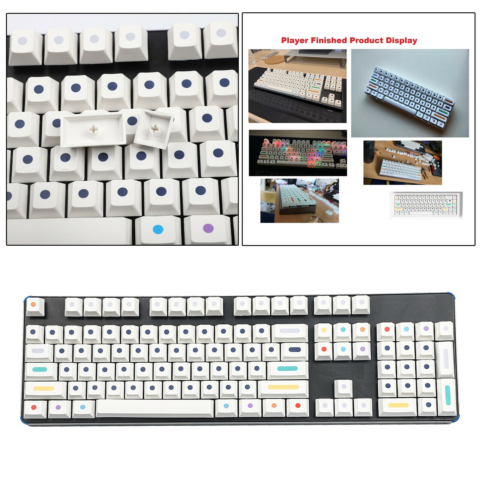 108-key White Dot Mechanical Keyboard Keycaps ANSI Layout For Cherry Mx