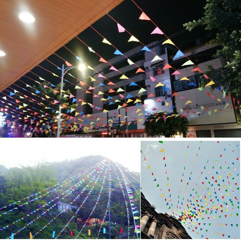 Colorful 180pcs Fabric Flags 70m Bunting Banner Wedding Party Decor 14*18cm