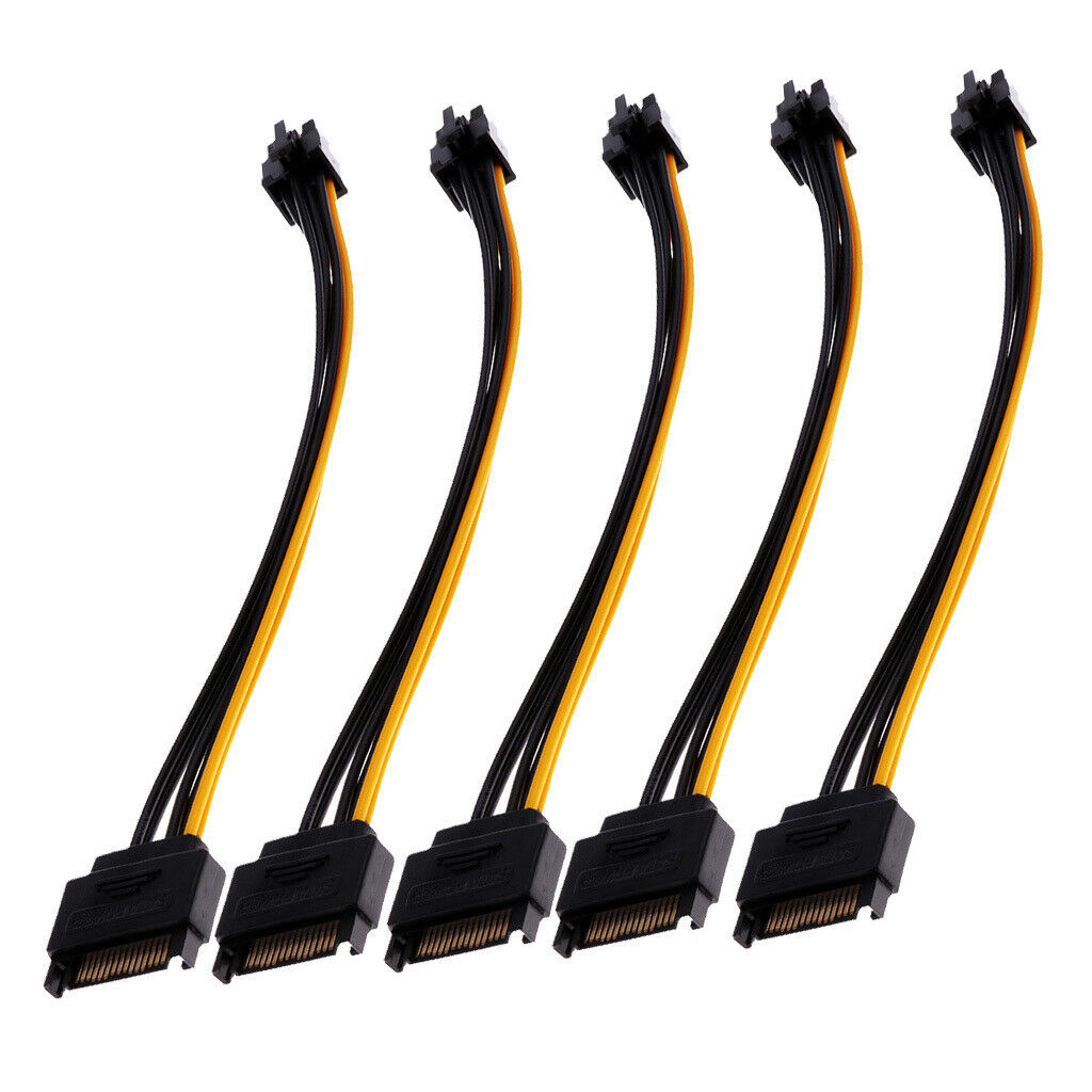 5Pcs Sata Cpnverter Cable Sata 15Pin Power to 6Pin Graphics Video Card Cable