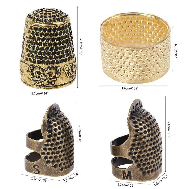 4pcs/set Finger Thimbles Metal Shield Protector Pin Needles Grip Sewing Quilting