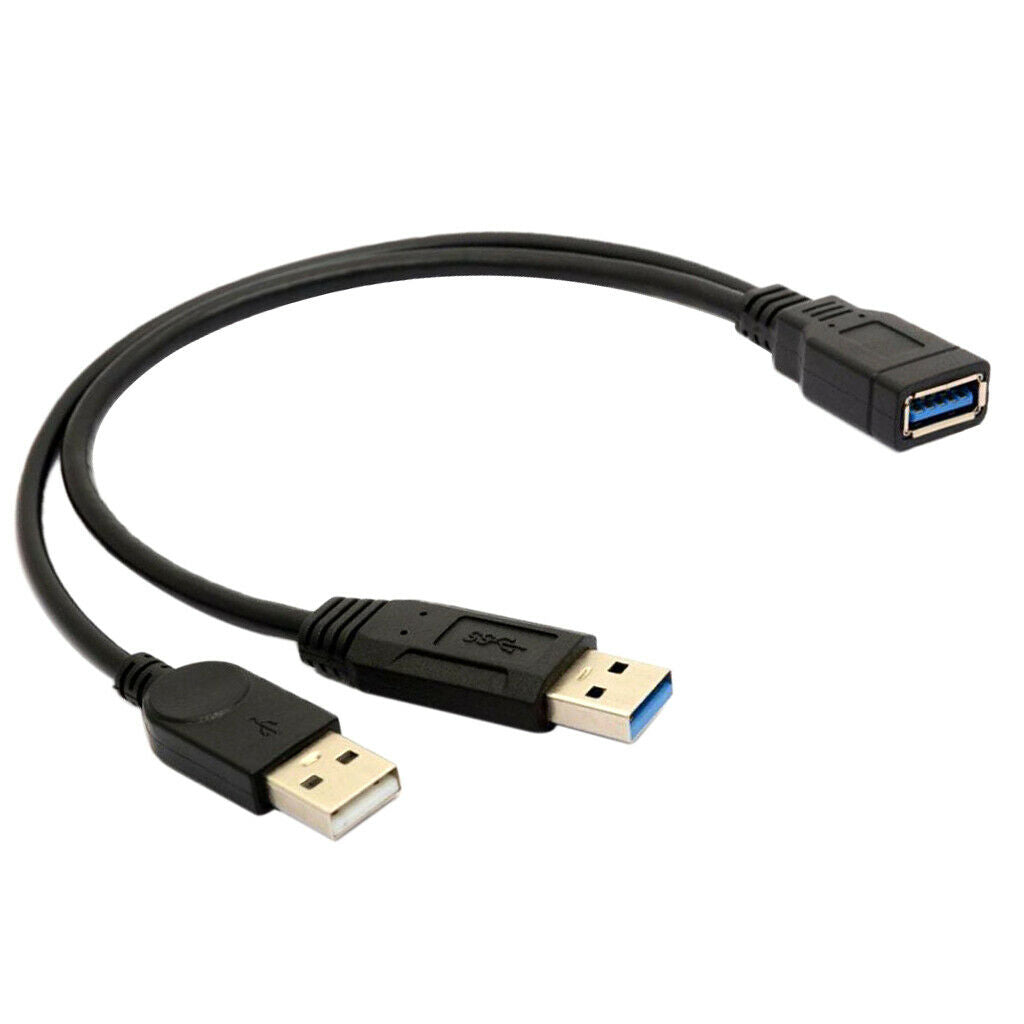 USB Female to Dual USB Male Extra Power Data Y Extension Splitter Cable