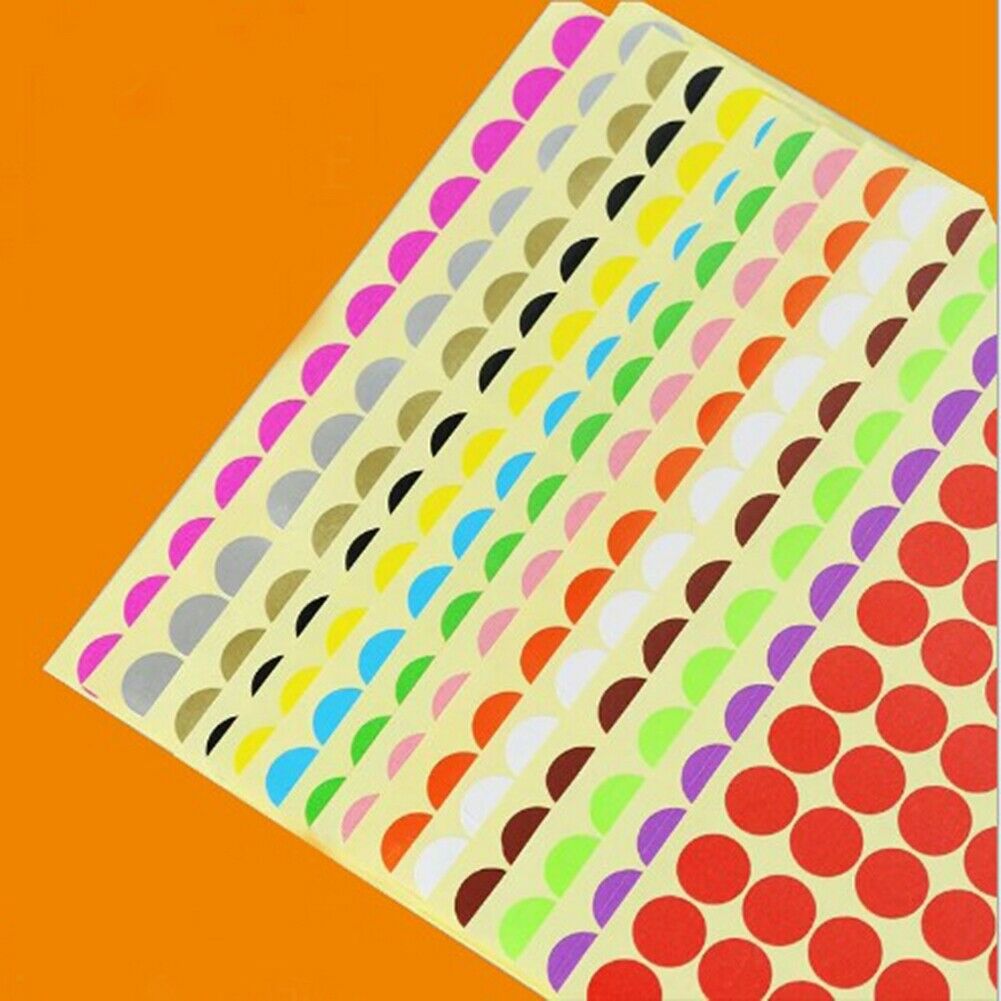 8mm PAPER Coloured Marking Dot Stickers Round Spot Circles Dots Sticky Labels
