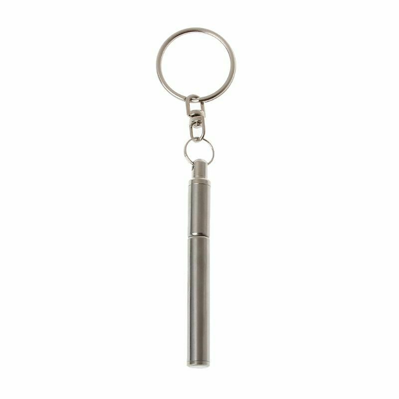 Stainless Steel Portable Telescopic Ballpoint Pen Metal Key Ring Keychain Tools