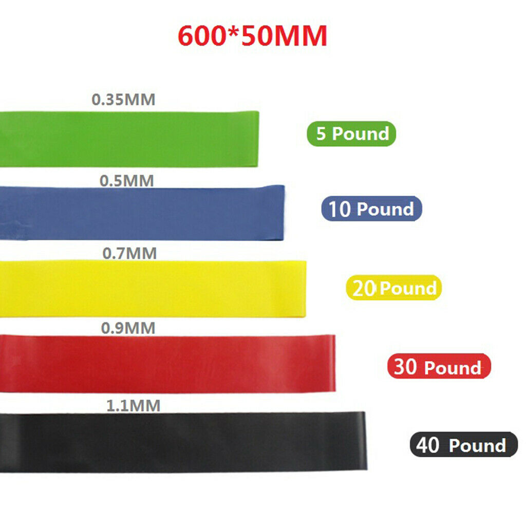 5 Pieces Indoor Resistance Band Loop Pull Ups Gym Fitness Mobility Rehab