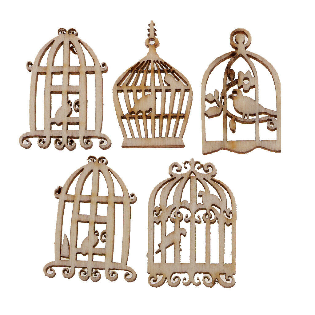 50x Wooden Birdcase Shapes Decor Craft Scrapbook MDF Wood Gift Embellishment