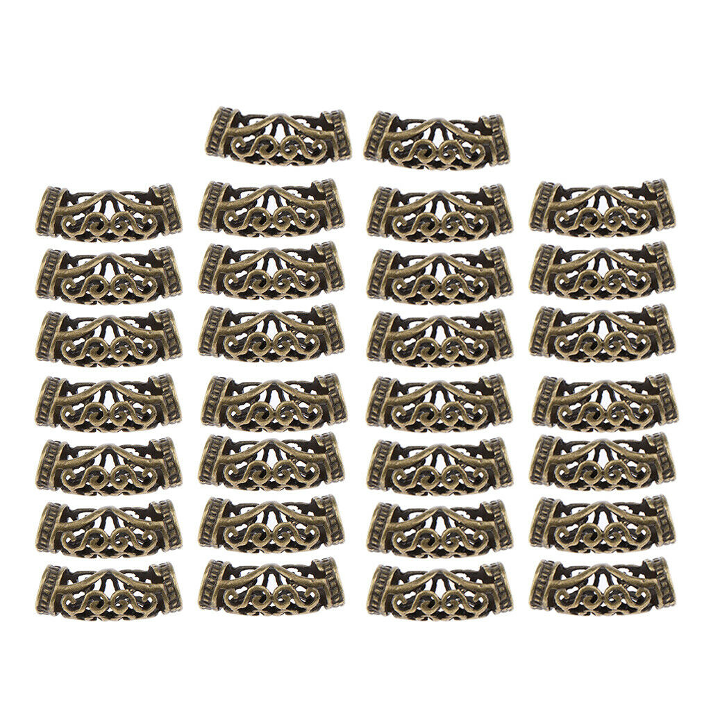 30pcs/Lot Dread lock Beads Hair Rings Adjustable Hair Braid Cuff Clip Brown