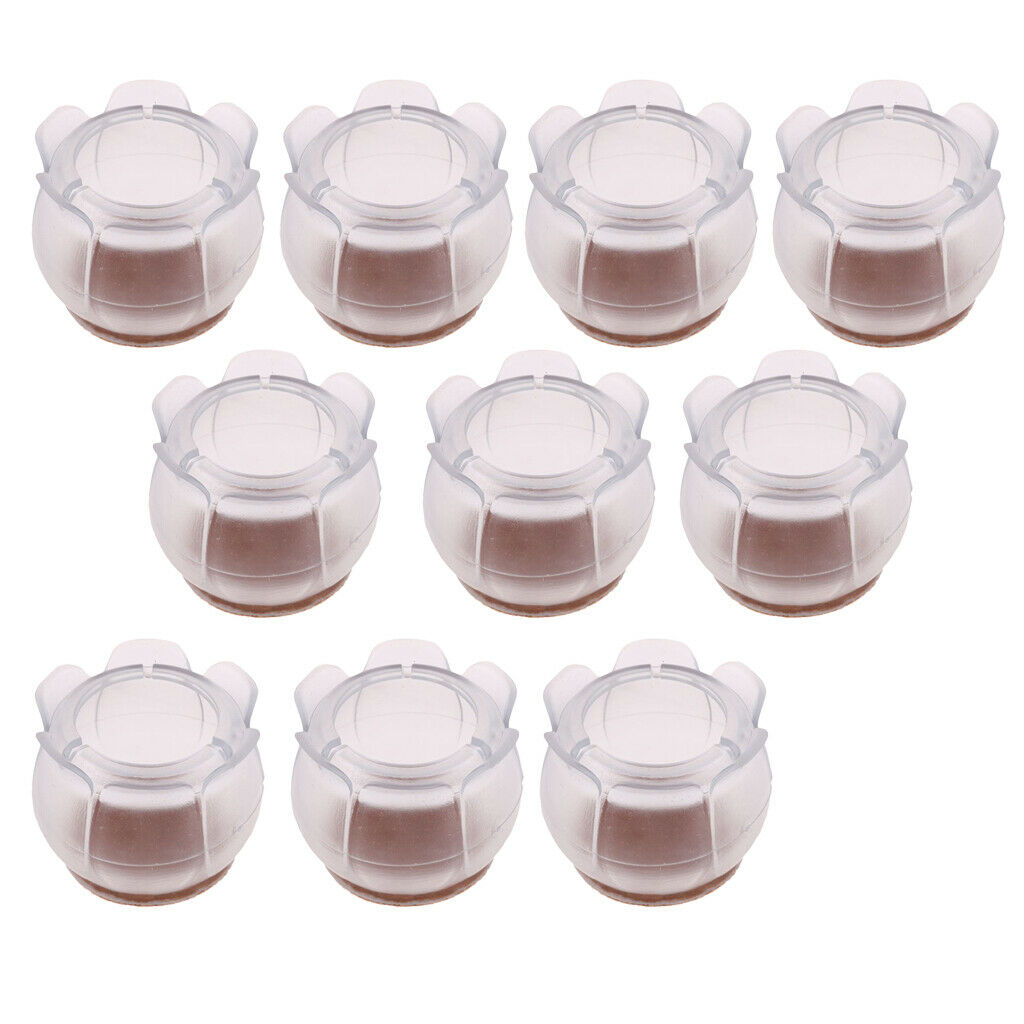 10 Packs Anti-skid Chair Leg Caps Floor Protectors Clear Round Leg 40-47mm