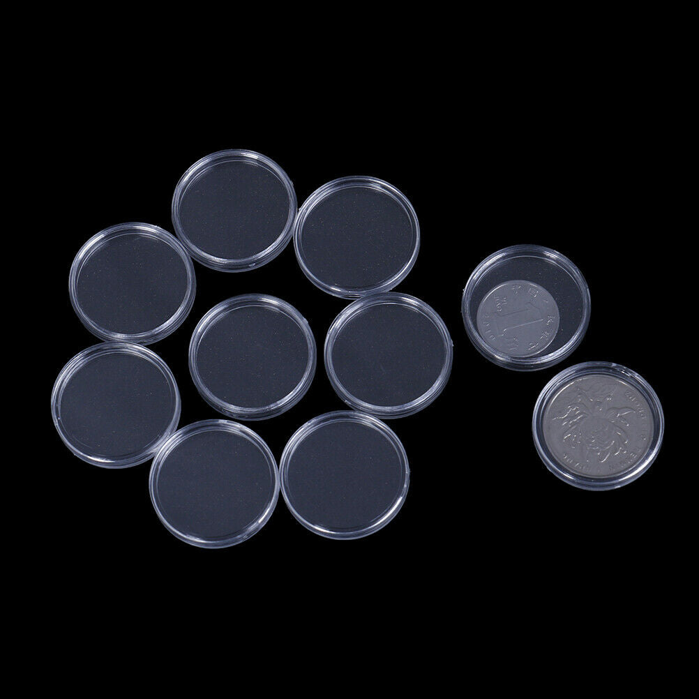 10Pcs 26mm plastic round applied clear cases coin storage capsules hol.l8