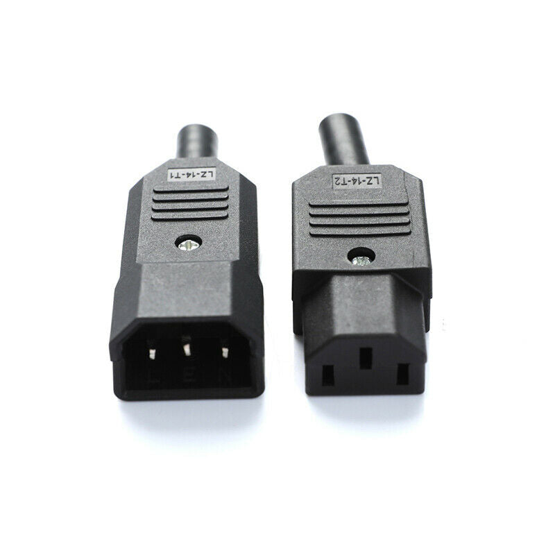 1 Pair C13 IEC Rewirable Male & Female Inline Socket Plug 10A 250V 3 Pin Ket DF