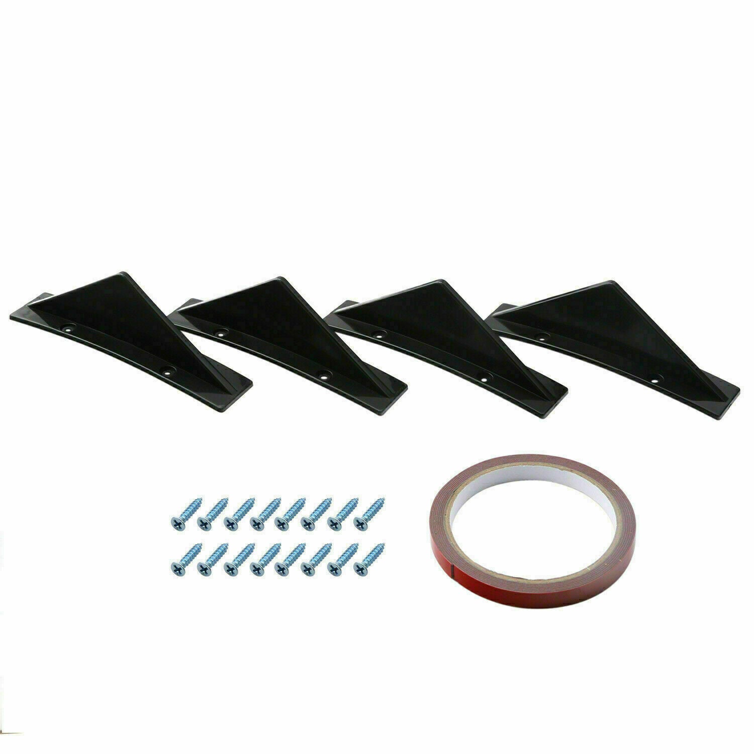 4PC Universal Rear Bumper Diffuser Spoiler Lip Splitter Shark Fin Trim Cap Cover