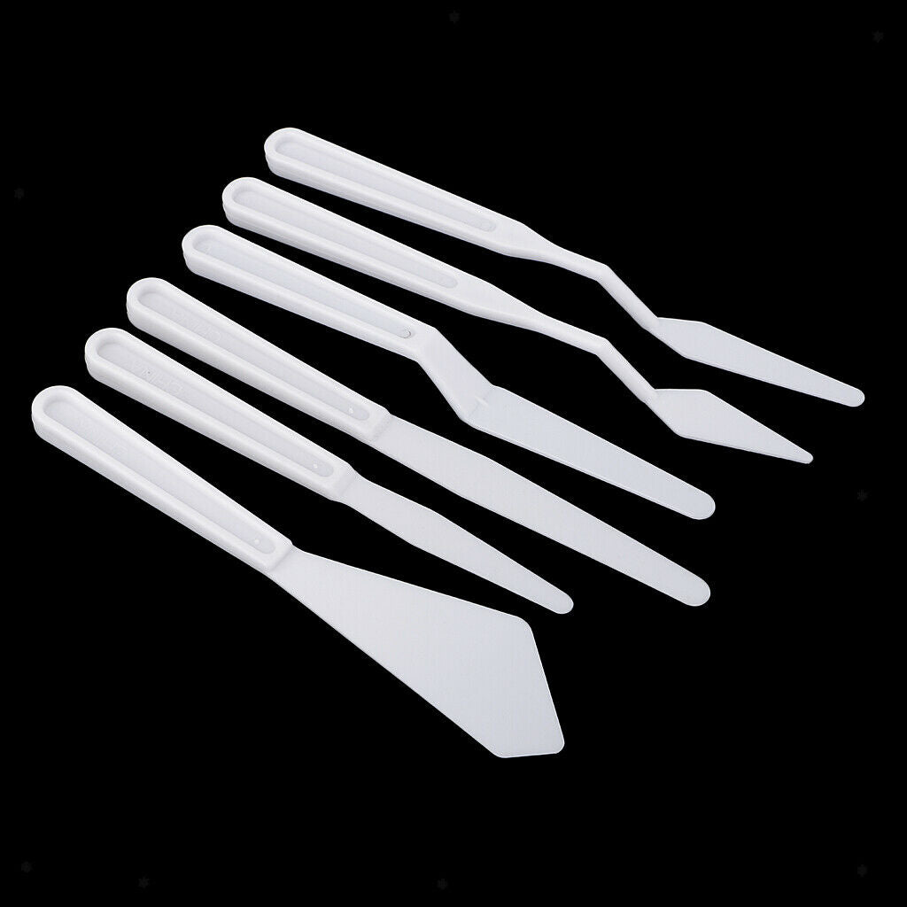 6pcs Plastic Acrylic Oil Painting Palette Tool Spatula Paints Mixing Tools