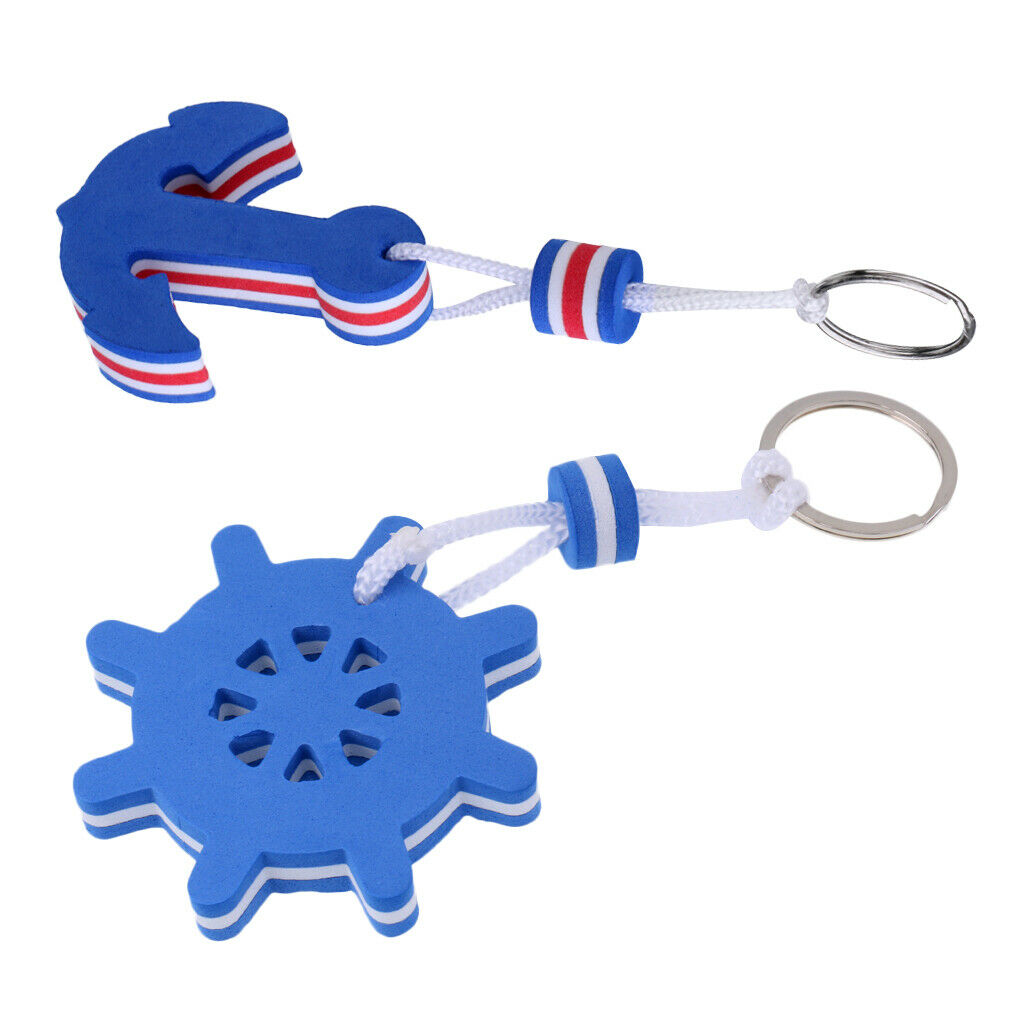 2 Pieces Yacht Boating Nautical Floating Keychain Keyring Key Ring Key Holder-