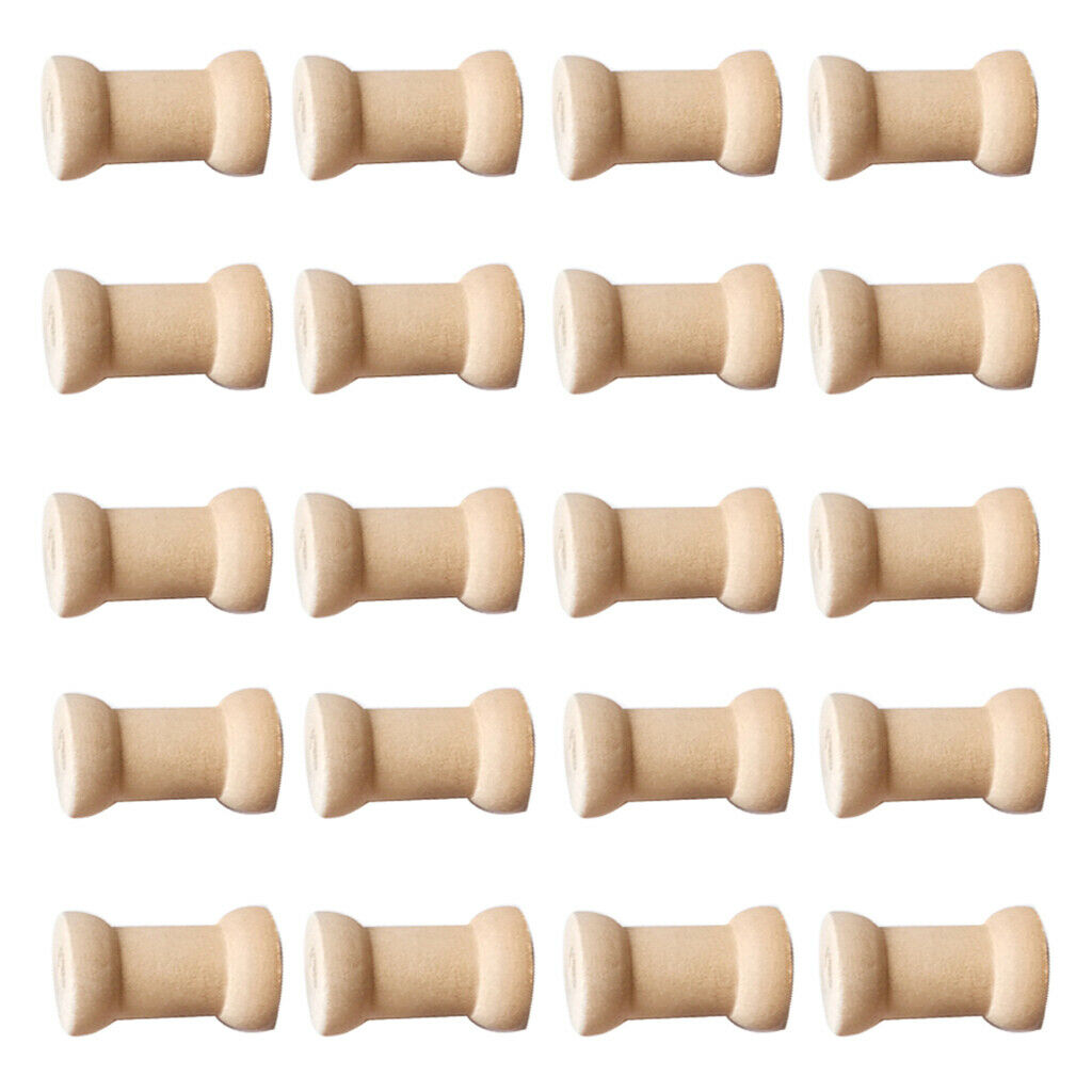 20 Pieces Long Wood Yarn Coil Wood Spool Decor Spool Bobbin For Crafting, Making