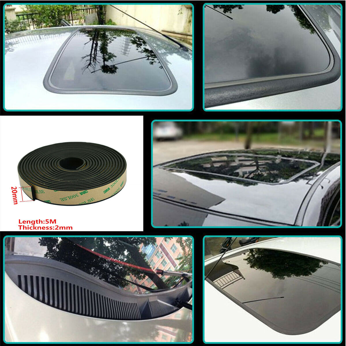 1PCS Rubber Weatherstrip For Car Windshield Sun Protection Triangle Window 5M