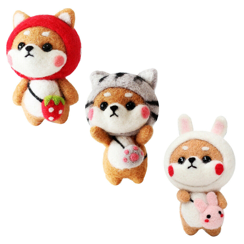 3 Sets Dog  Felting Handle With 7 Needles Wool Embroidery Craft Kit