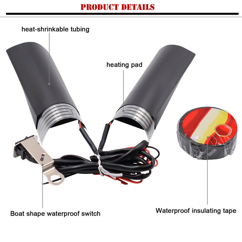 Motorcycle Scooter Bike Hand Grip Pad Handlebar Quick Heater Warm w/Adhesive Tap