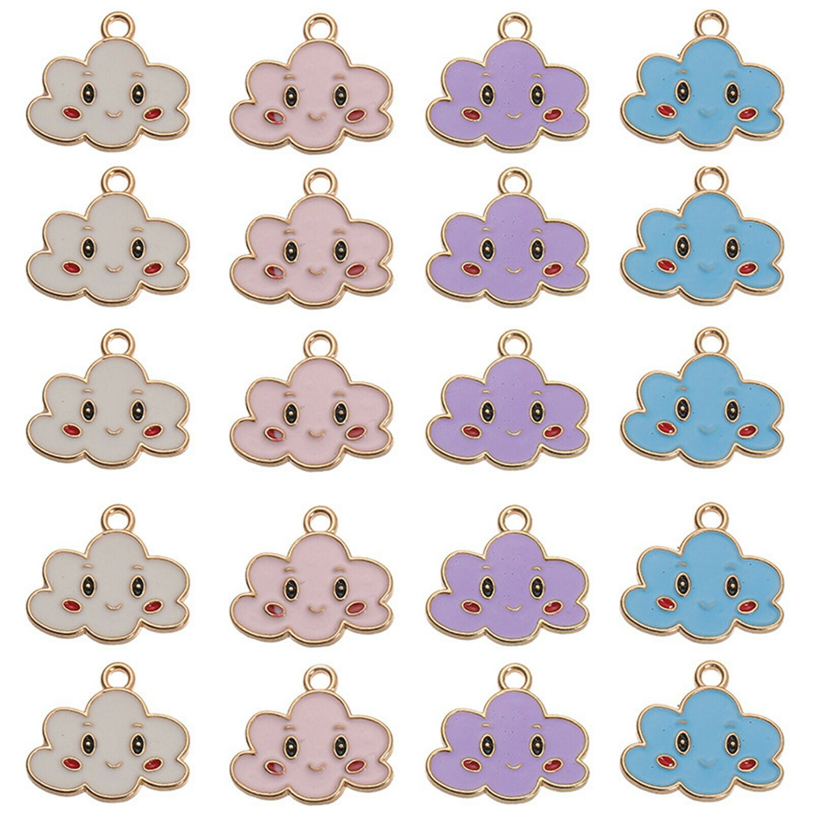 10PCS/Lot Alloy Multicolor Enamel Smile Cloud Charms Pendant DIY Findings Crafts