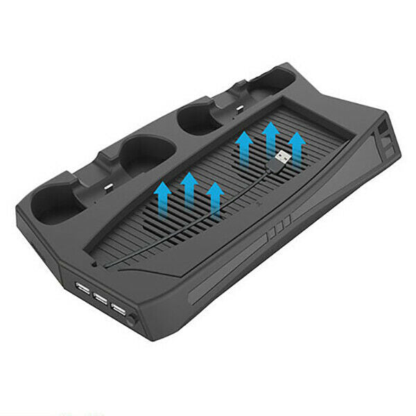 4 IN 1 Stand + Fan + Controller Charging Station + USB Hub fit for PS5 UHD/DE