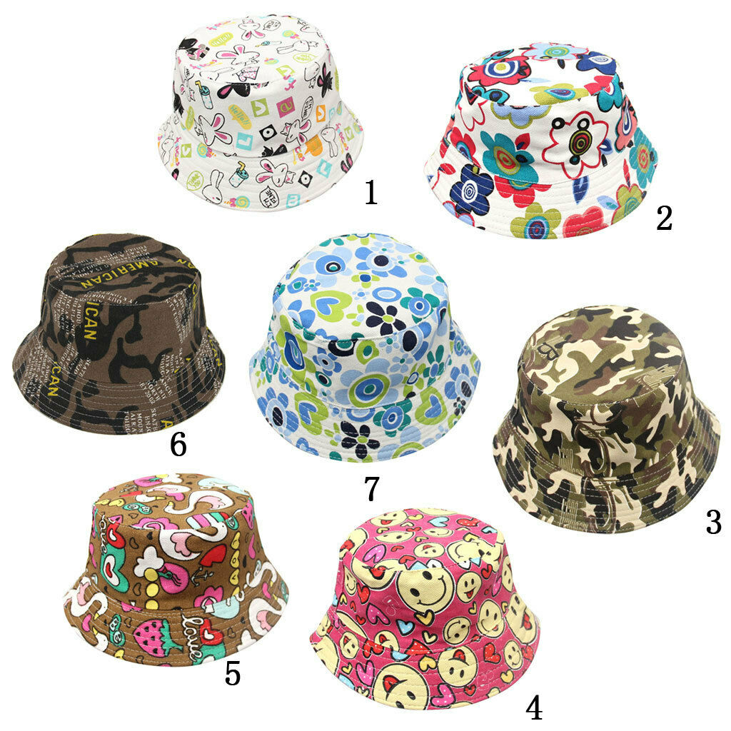 Kids Girls Boys Bucket Hat Beach Sun Summer Outdoor   #6