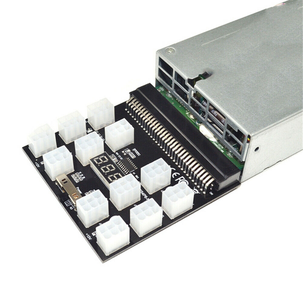 PCI-E 12x6Pin Power Supply Breakout Board Adapter Converter 12V for Ethereum BTC
