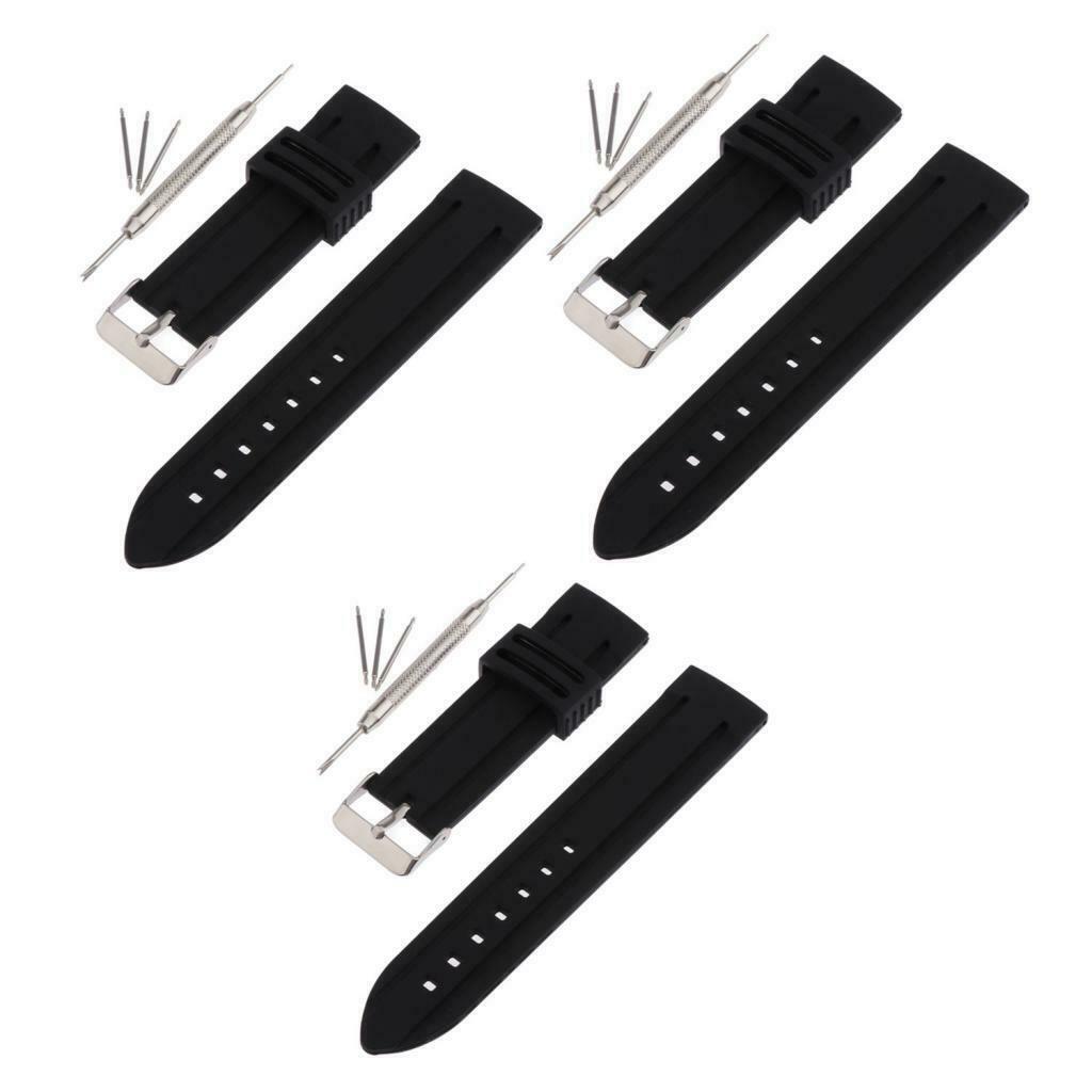 Fashion Durable Soft Silicone Sport Diver Watch Strap Wrist 20/22/24mm Black