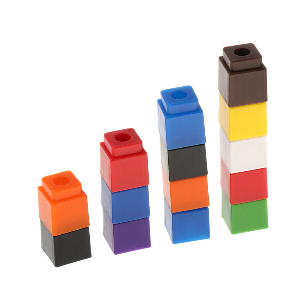100 Pack Early Education Kids Mathlink Cubes Skill Learning Starter 4 Colors