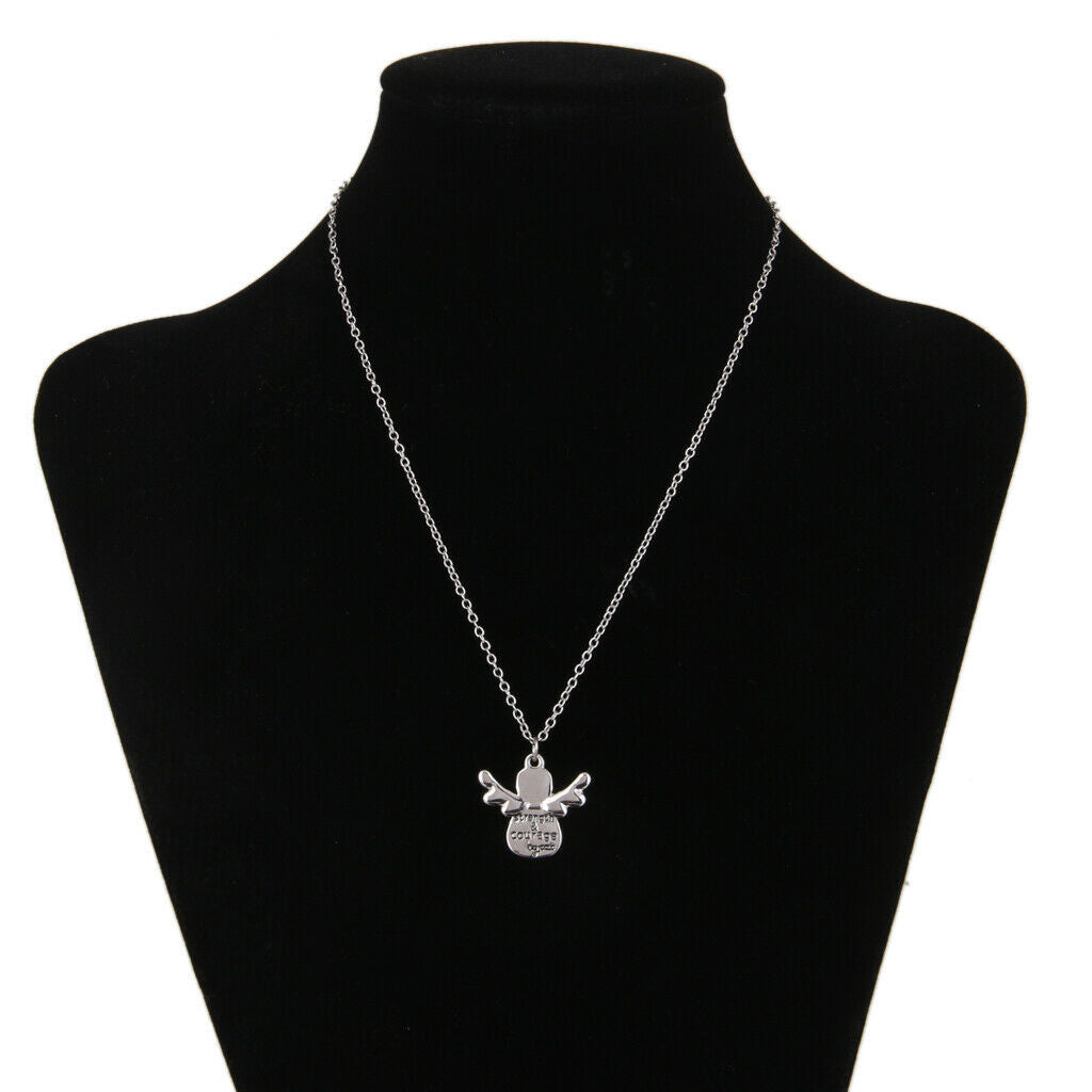 Fashion Jewelry Angel Wing Carved Letters Charm Pendant Chain Necklace