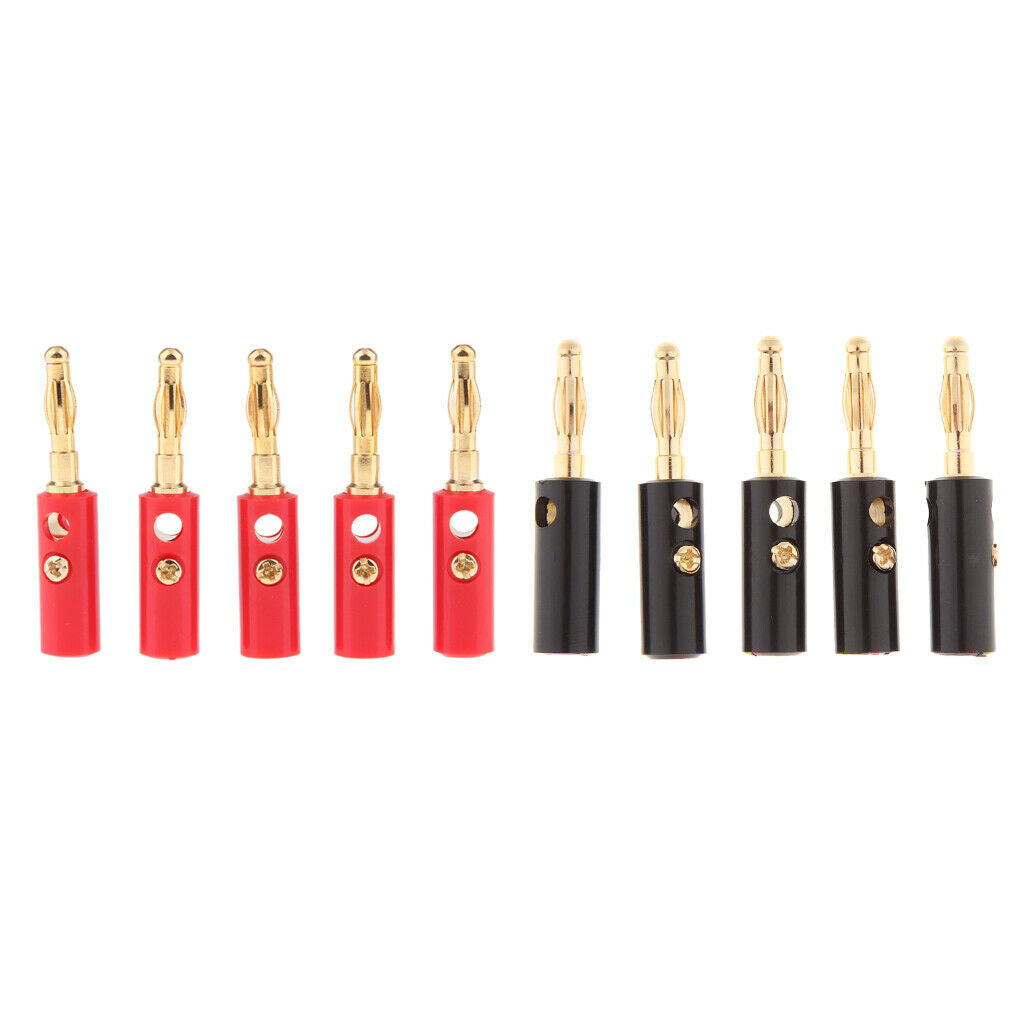 10pcs Banana Plugs Screw Type 4mm Plug Audio Speaker Cable Wire Connectors