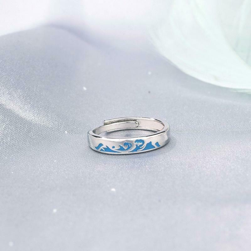 Matching Rings Mountain Sea Promise Band Rings Open Ring Adjustable Lovers Ring
