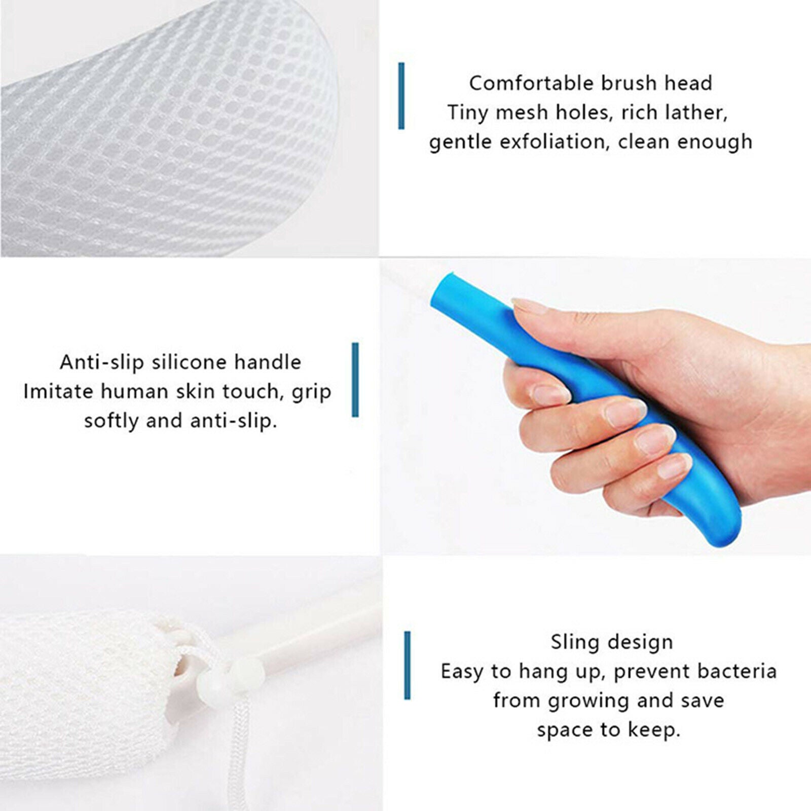 Back Bath Brush for Elderly Lotion Applicators Anti-Slip Handle Improve Skin's