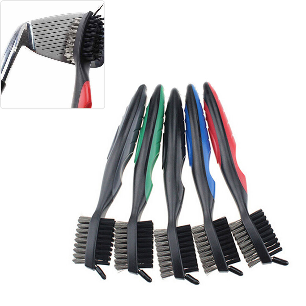 2 Side Brass Wires Nylon Golf Club Brush Groove Ball Cleaner Cleaning Tool 、 Kt