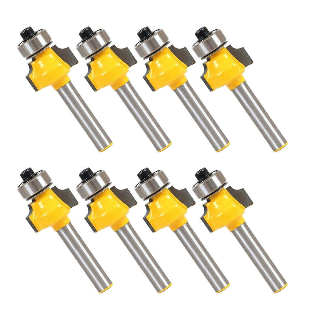 8pcs 1/8" Radius 1/4" Shank Round Over Beading Edging Router Bit Woodworking