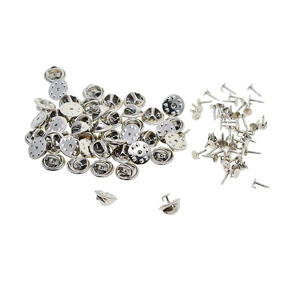 50 Sets Badge Tie Tags Tacks Butterfly Pinch Back Pins Clutch Back Lapel Pin