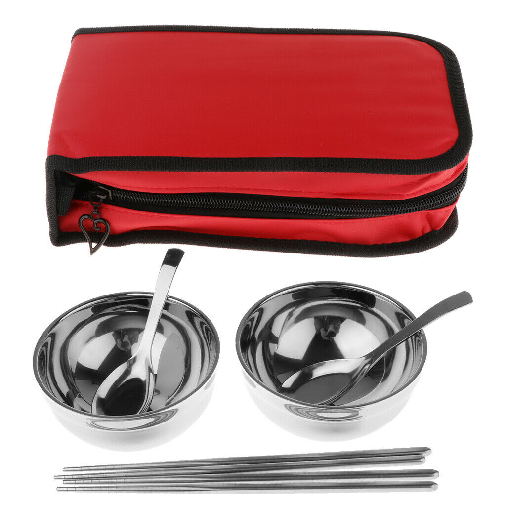 Camping   Cutlery   Set   Red  ( flat - bottomed   spoon )  two - piece   set
