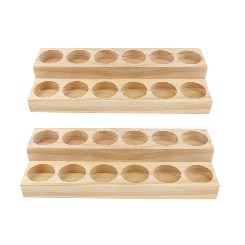 2 Pieces Wood Essential Oil Displaying Rack Organizer for 15ml Bottles